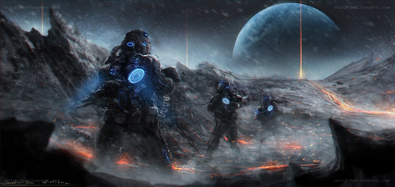 Soldiers on alien planet