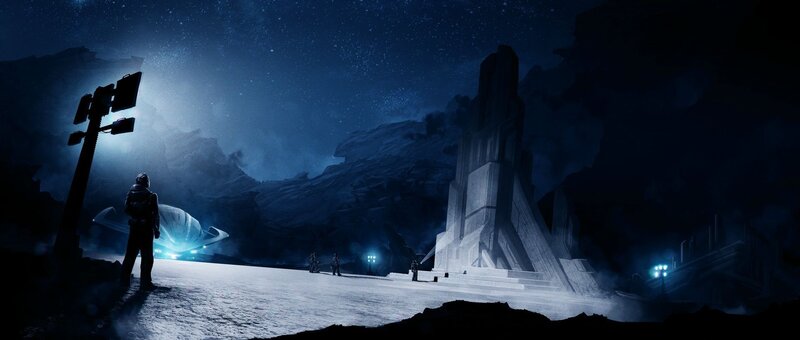 Soldiers on Alien Planet — Blue, Dramatic, Night, Digital Art