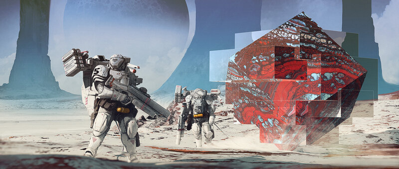 Soldiers on Alien Planet — White