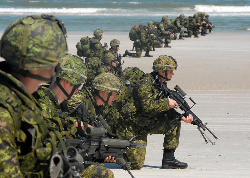 Soldiers on beach training
