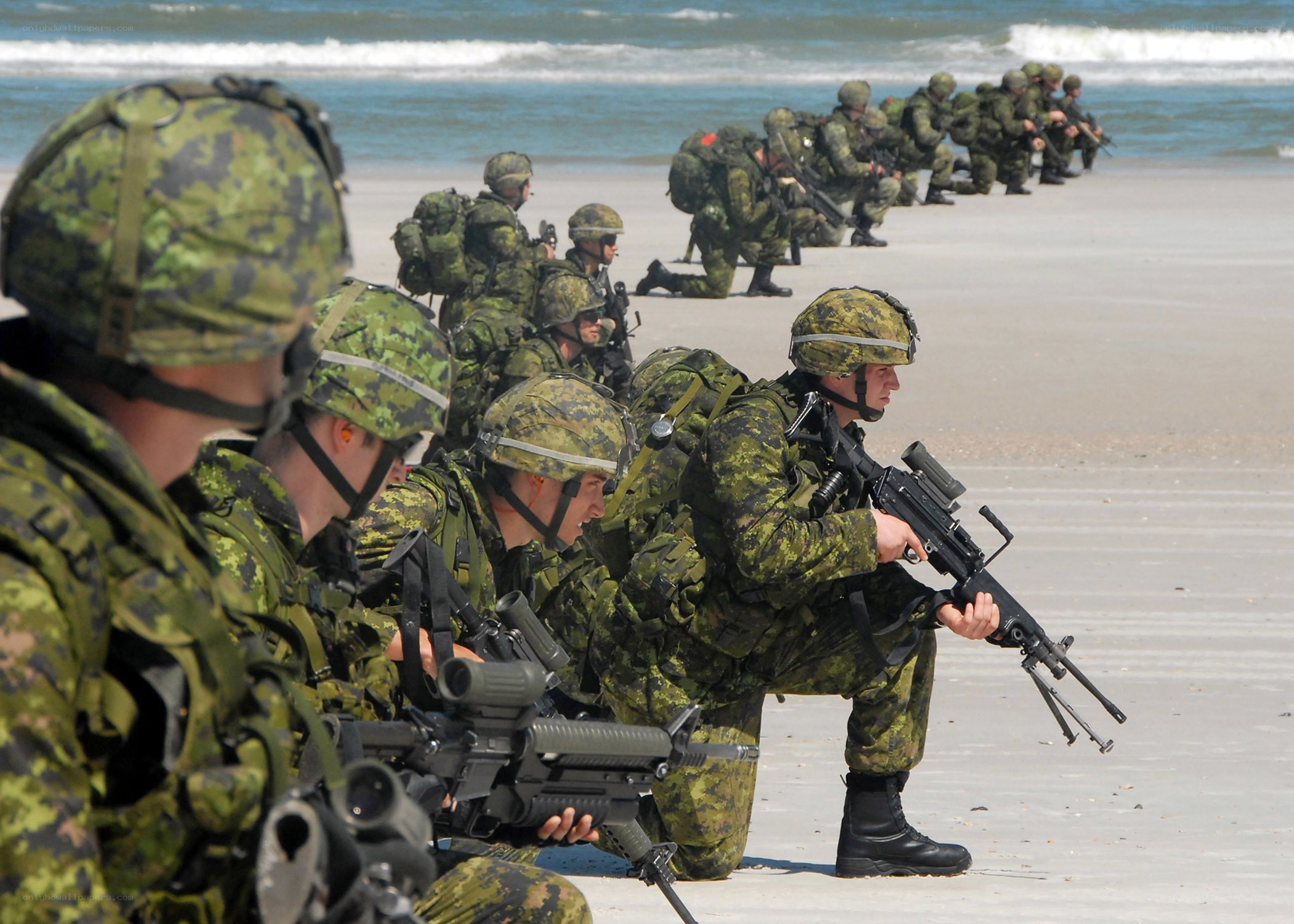 Soldiers on beach training