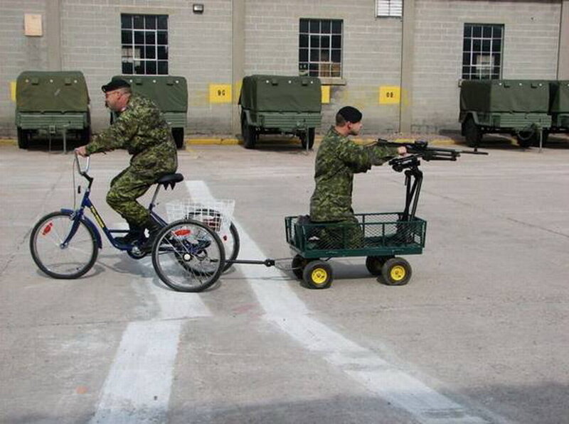 Soldiers on Bicycle and Cart