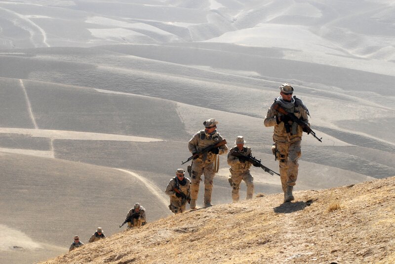 Soldiers on Hillside — Brown