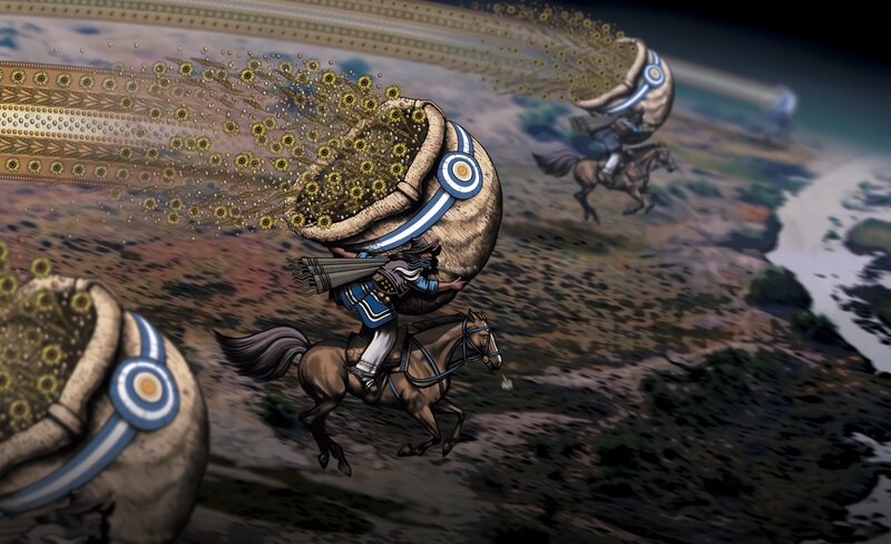 Soldiers on Horseback — Brown, Dramatic, Digital Art