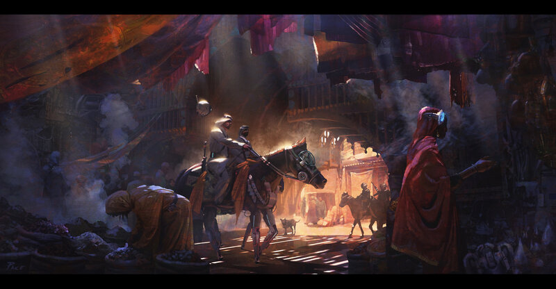 Soldiers on Horseback — Brown, Dramatic, Night