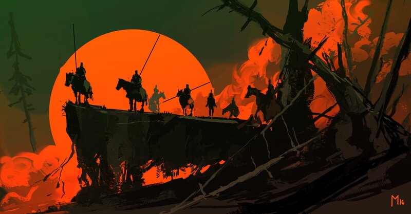 Soldiers on Horseback — Orange