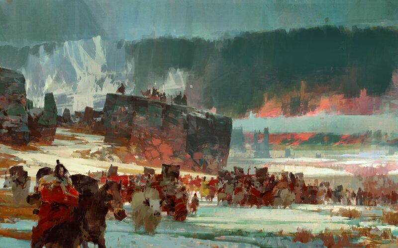 Soldiers on Horseback — Red, Dramatic