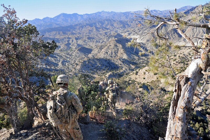 Soldiers on Mountain Trail