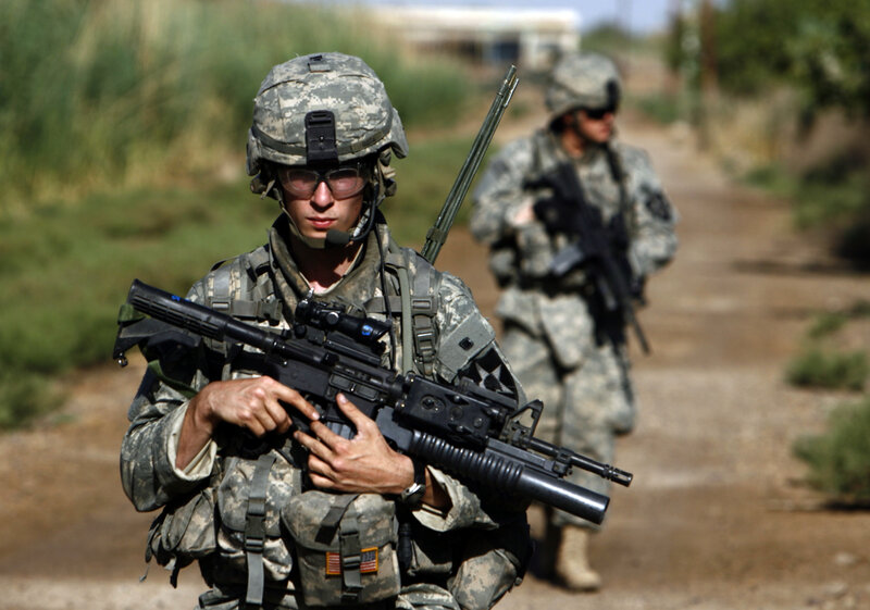 Soldiers on patrol in desert