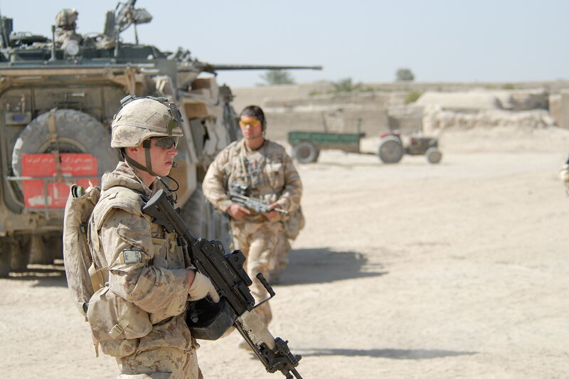 Soldiers on patrol in desert