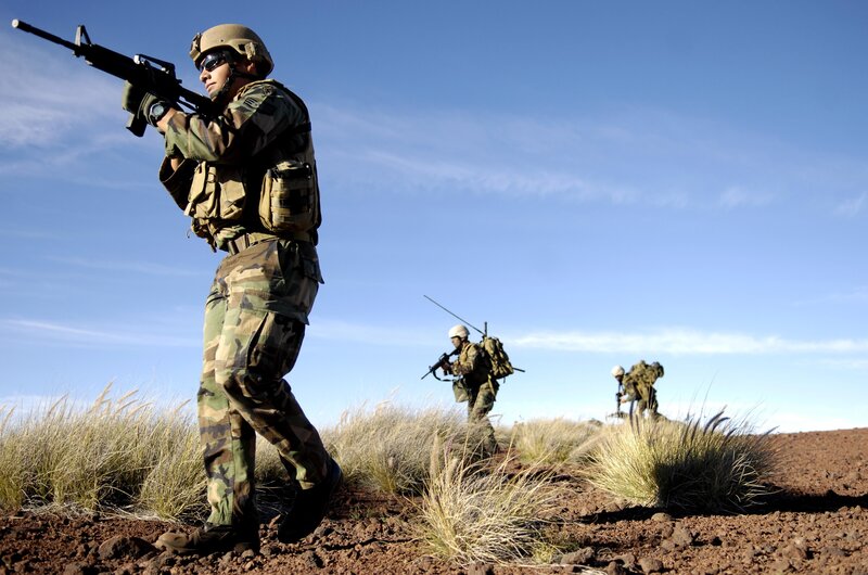 Soldiers on patrol in desert