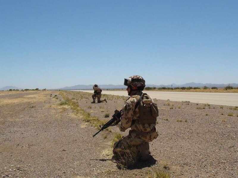 Soldiers on patrol in desert
