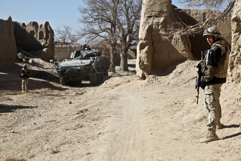 Soldiers on patrol in desert