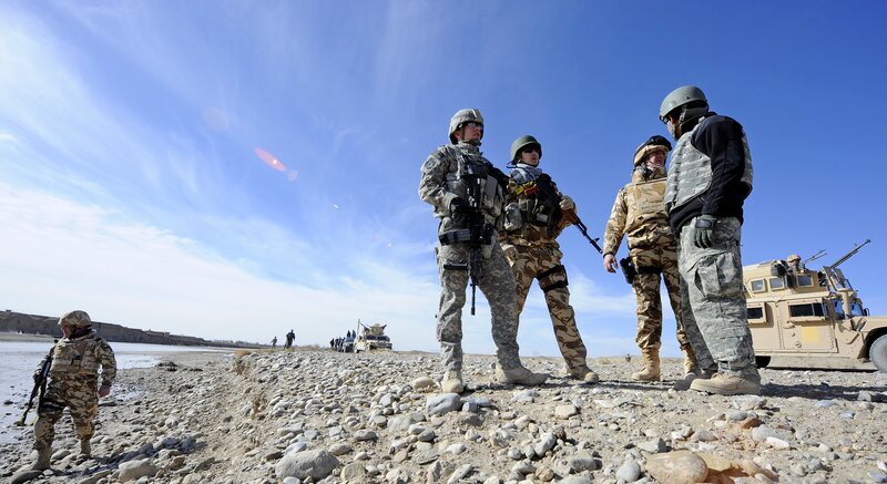 Soldiers on patrol in desert