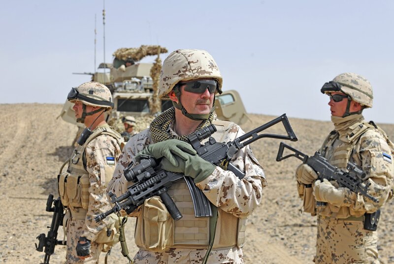 Soldiers on patrol in desert