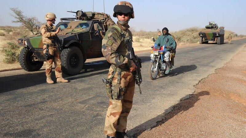 Soldiers on patrol in desert