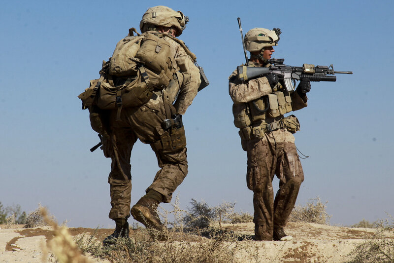 Soldiers on patrol in desert