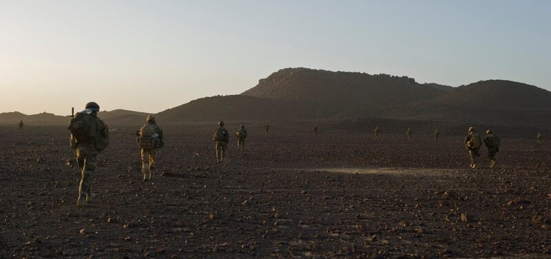 Soldiers on patrol in desert