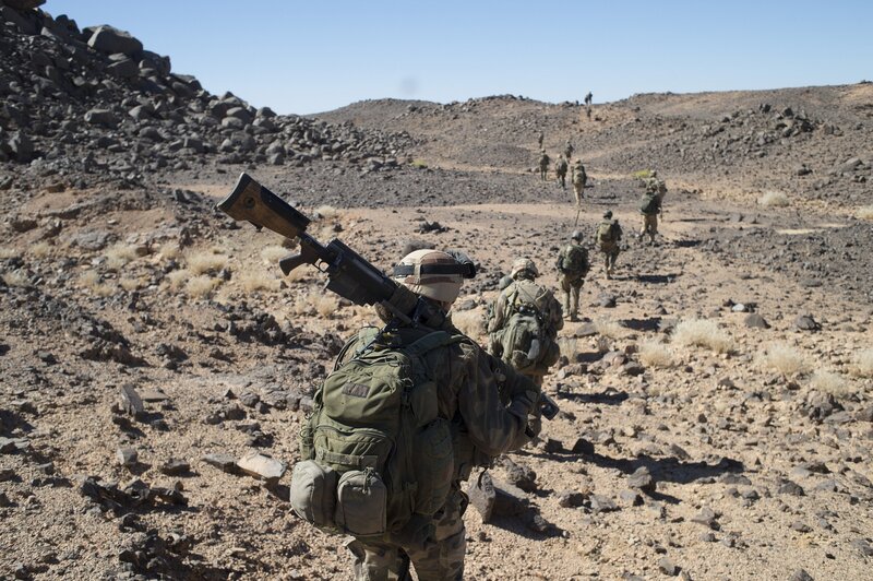 Soldiers on patrol in desert