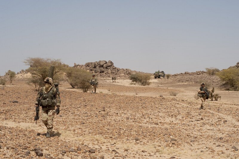 Soldiers on patrol in desert