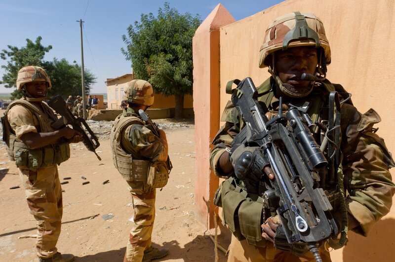 Soldiers on patrol in desert