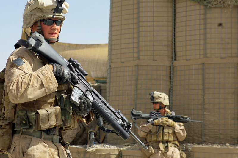 Soldiers on patrol in desert