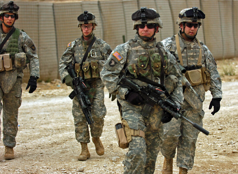 Soldiers on patrol in desert