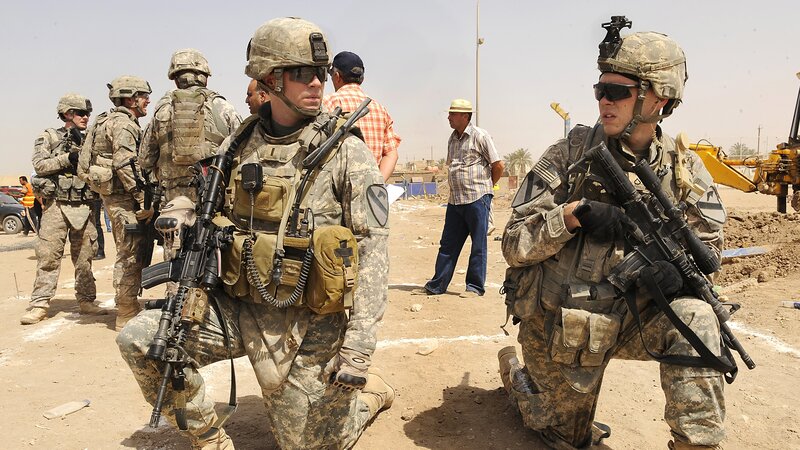 Soldiers on patrol in desert