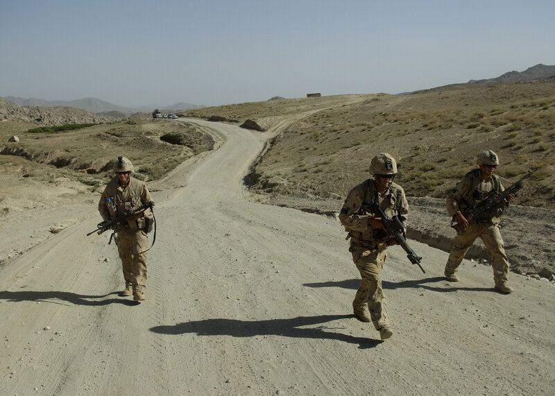 Soldiers on patrol in desert
