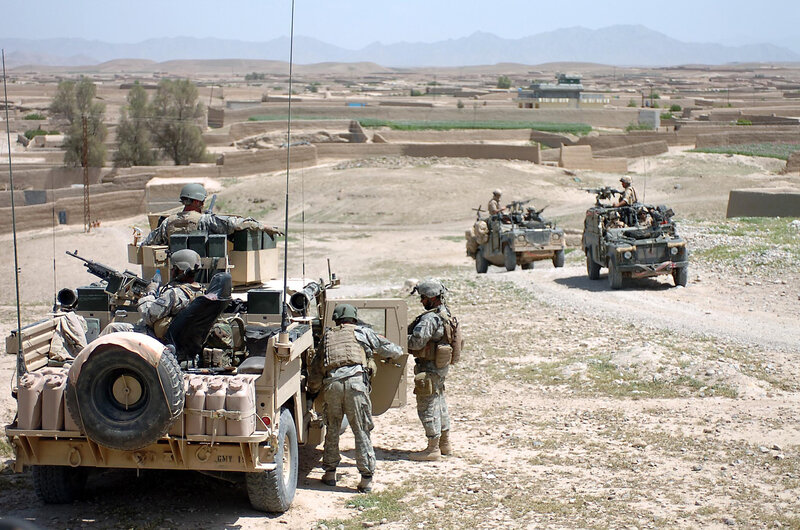 Soldiers on patrol in desert