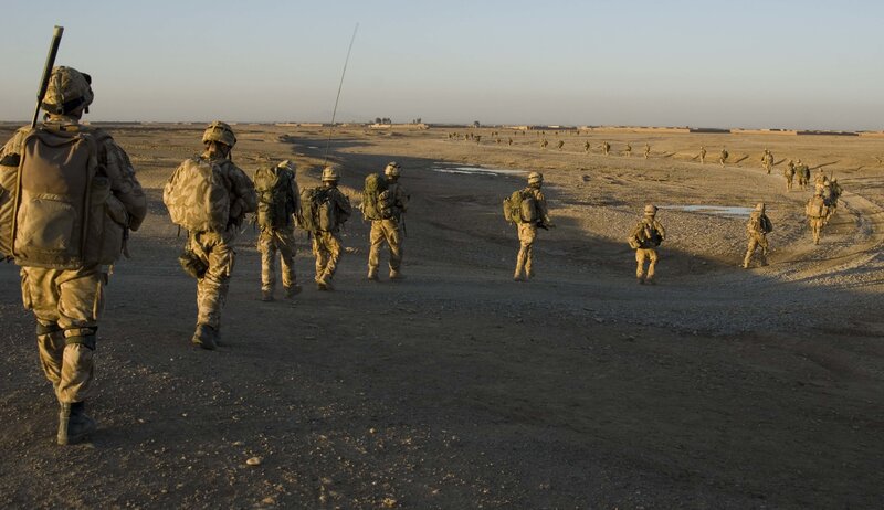 Soldiers on patrol in desert