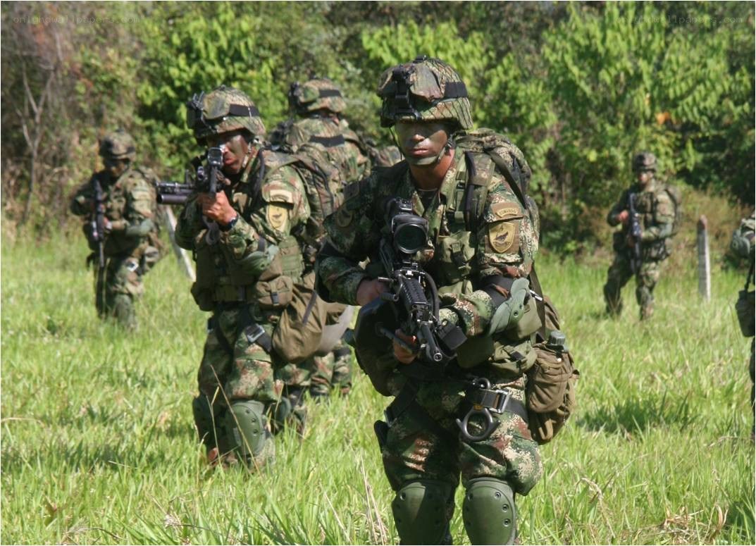 Soldiers on patrol in field