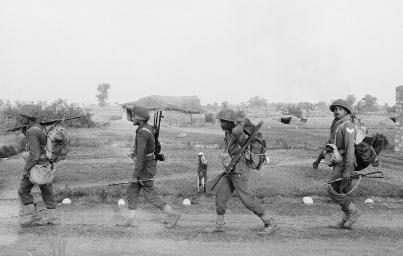 Soldiers on patrol in rural area