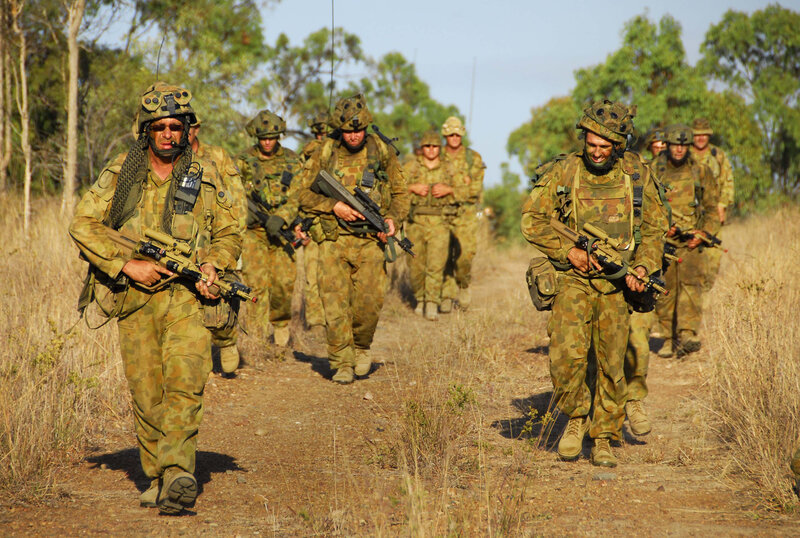 Soldiers on patrol in the field