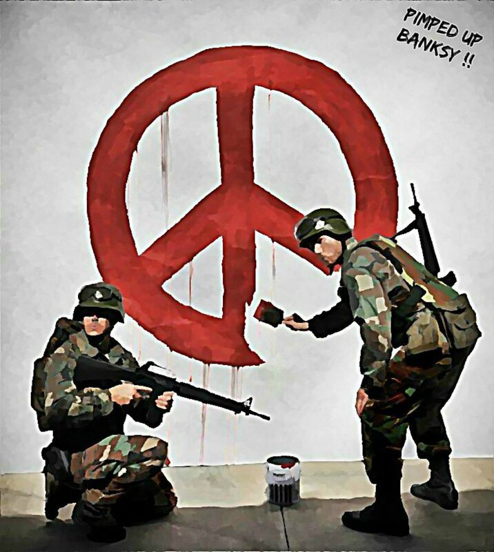 Soldiers Painting Peace Sign