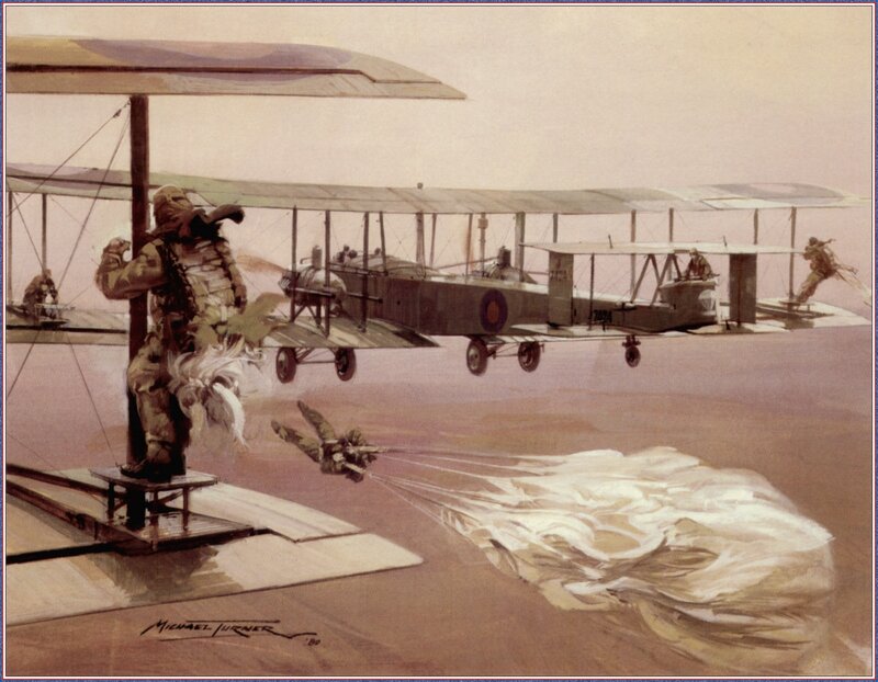 Soldiers Parachuting — Brown