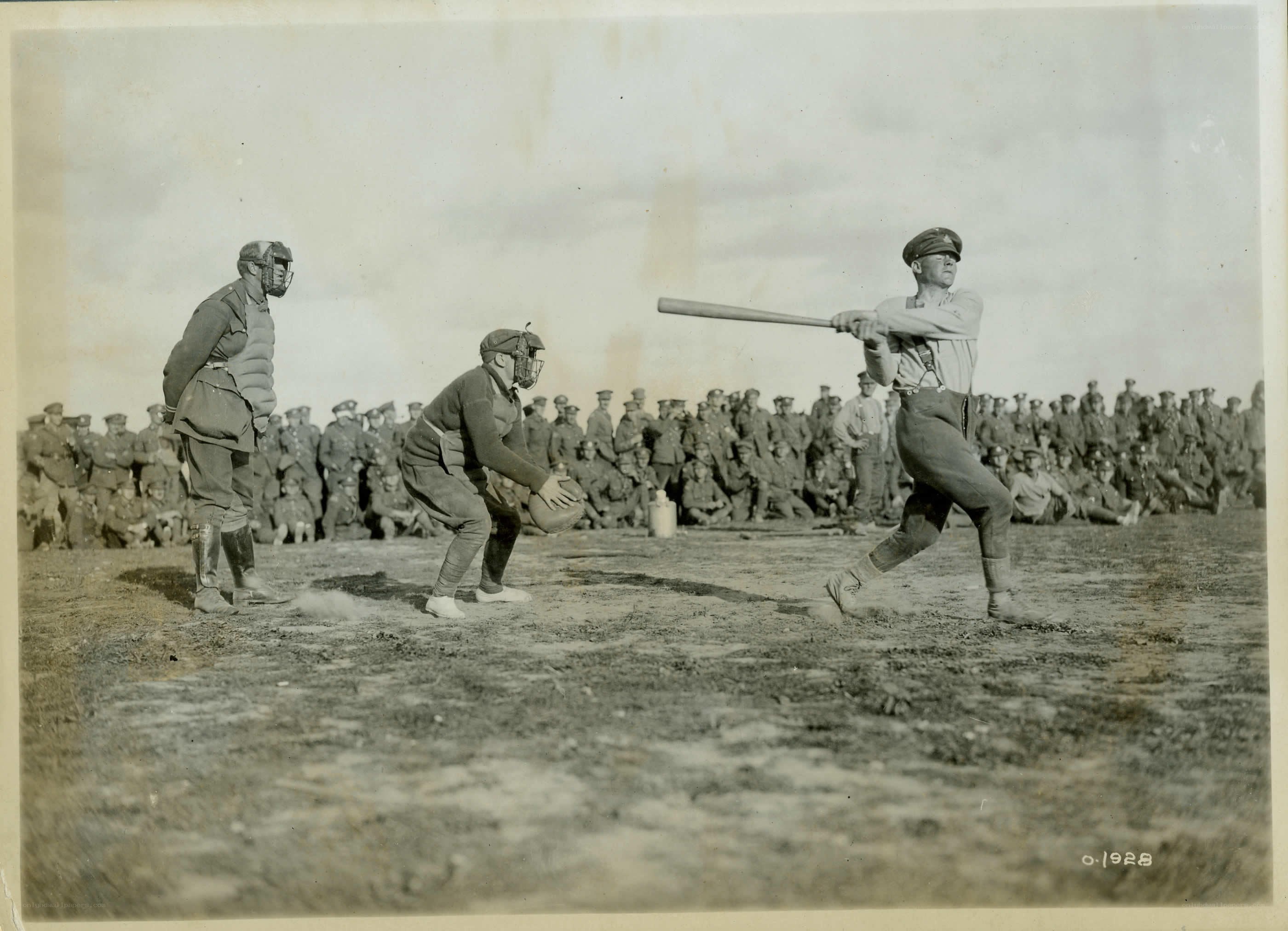 Soldiers playing baseball