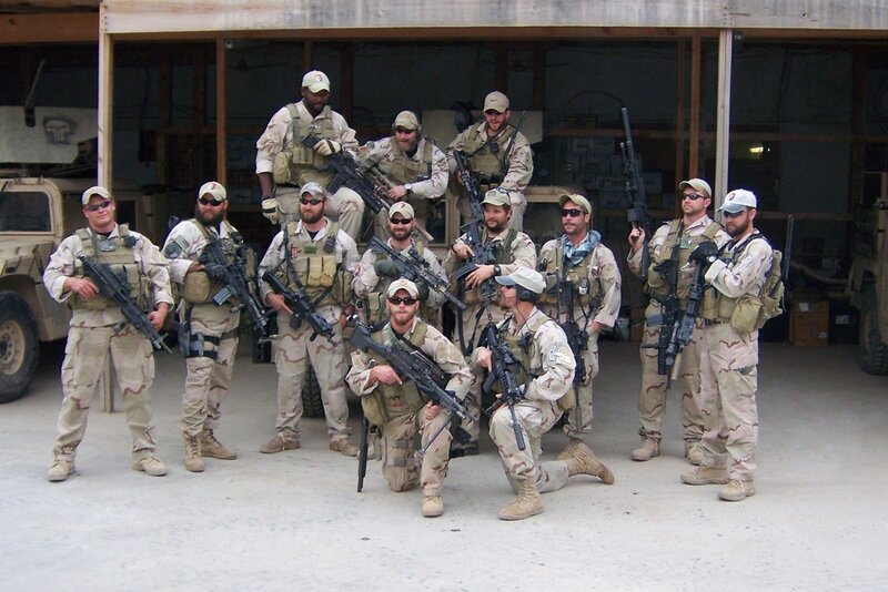 Soldiers Posing with Weapons — Tan