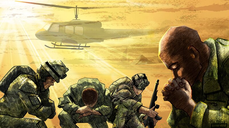 Soldiers Praying in Desert