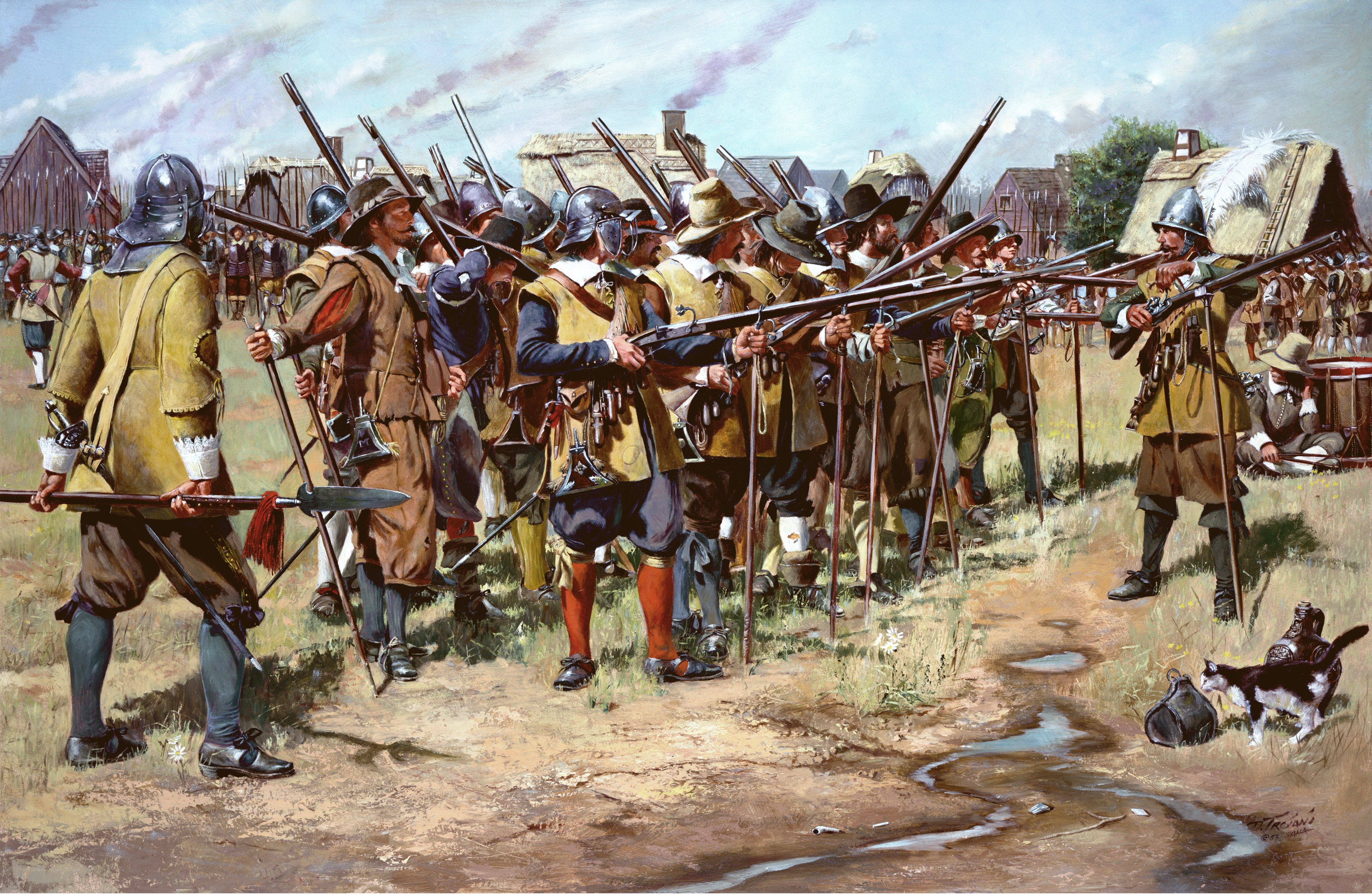 Soldiers preparing for battle