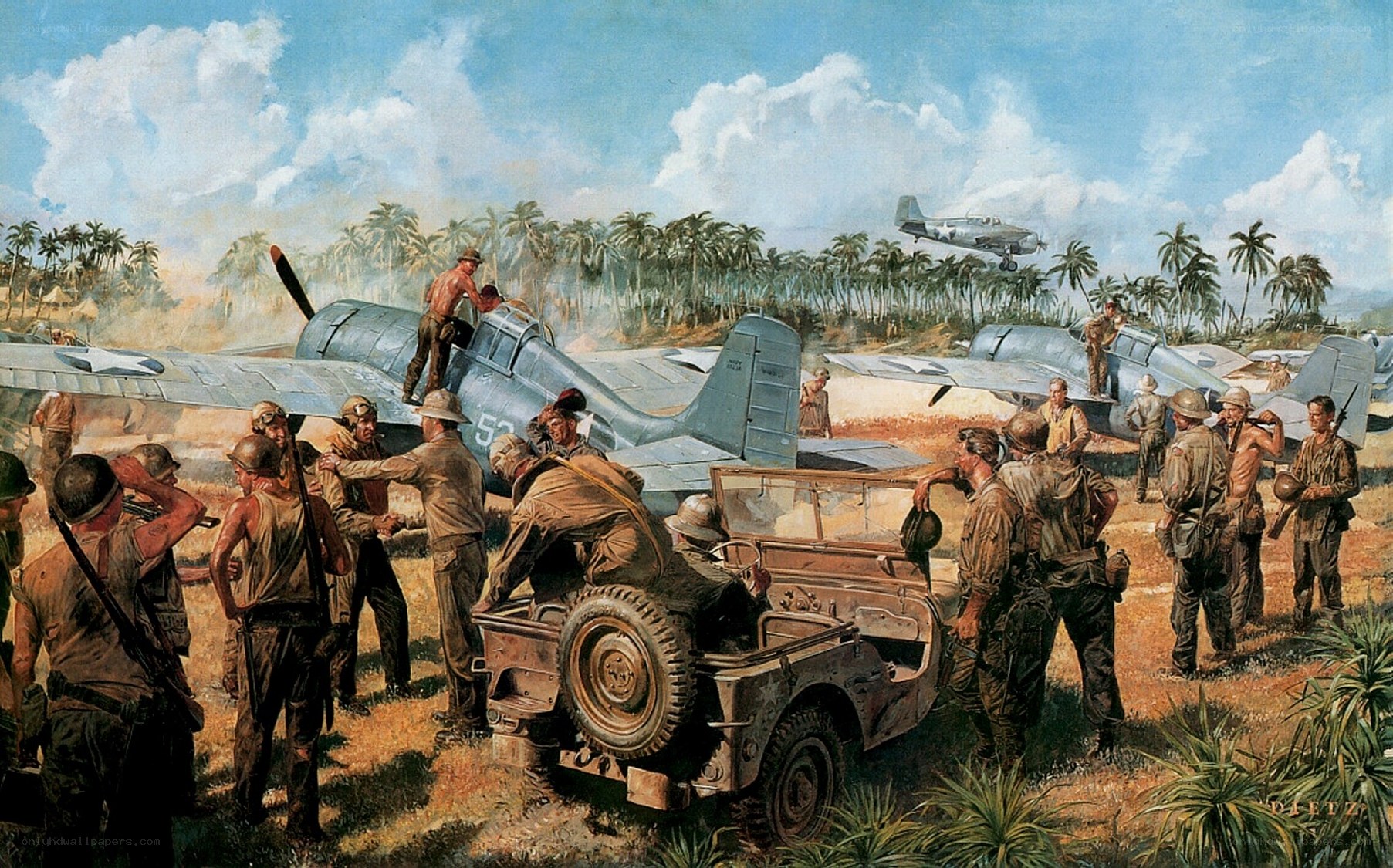 Soldiers preparing for battle