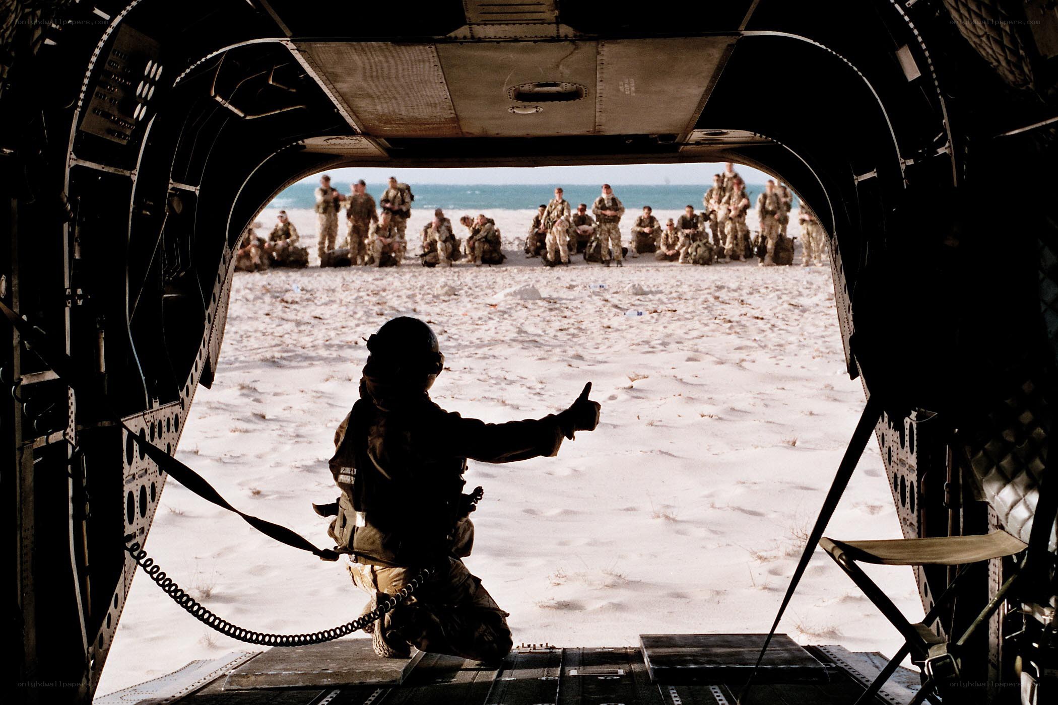 Soldiers preparing for beach landing