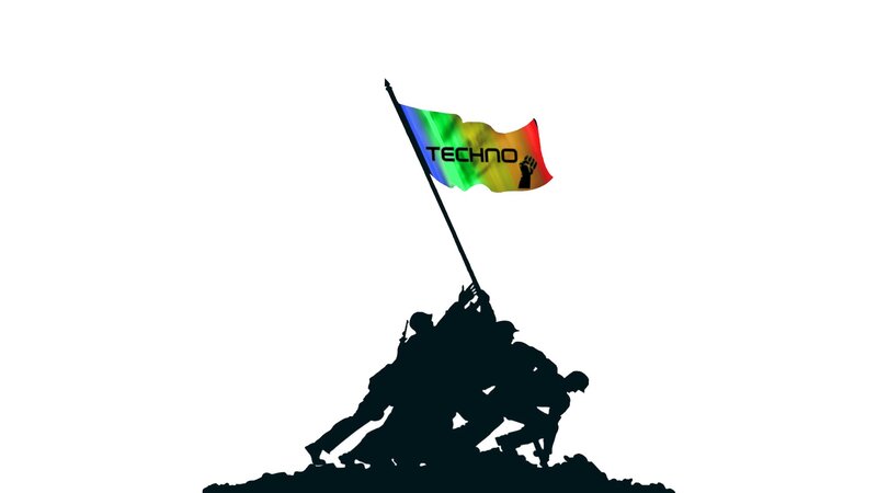 Soldiers Raising Flag — Black, Dramatic, Illustration, Silhouette