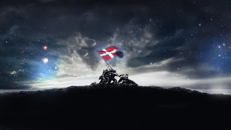 Soldiers Raising Flag — Black, Dramatic, Night, Digital Art