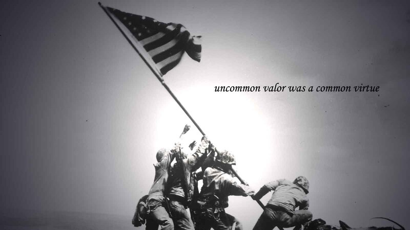 Soldiers Raising Flag — Black, Dramatic, Photograph, Sunlight