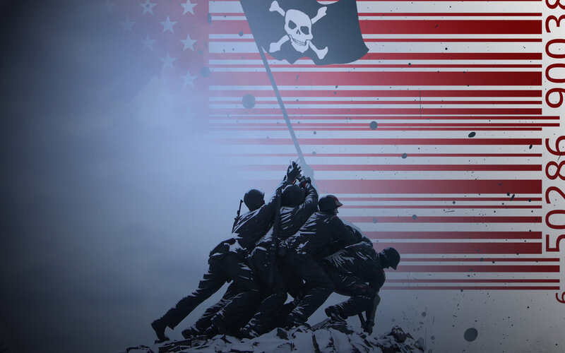 Soldiers raising flag on Iwo Jima