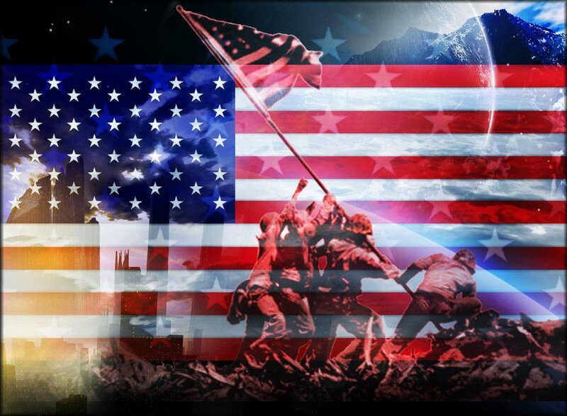 Soldiers Raising Flag — Red