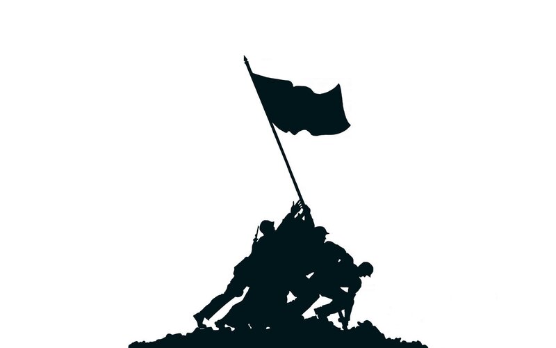Soldiers raising flag