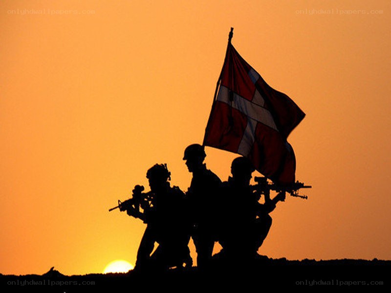 Soldiers silhouetted at sunset