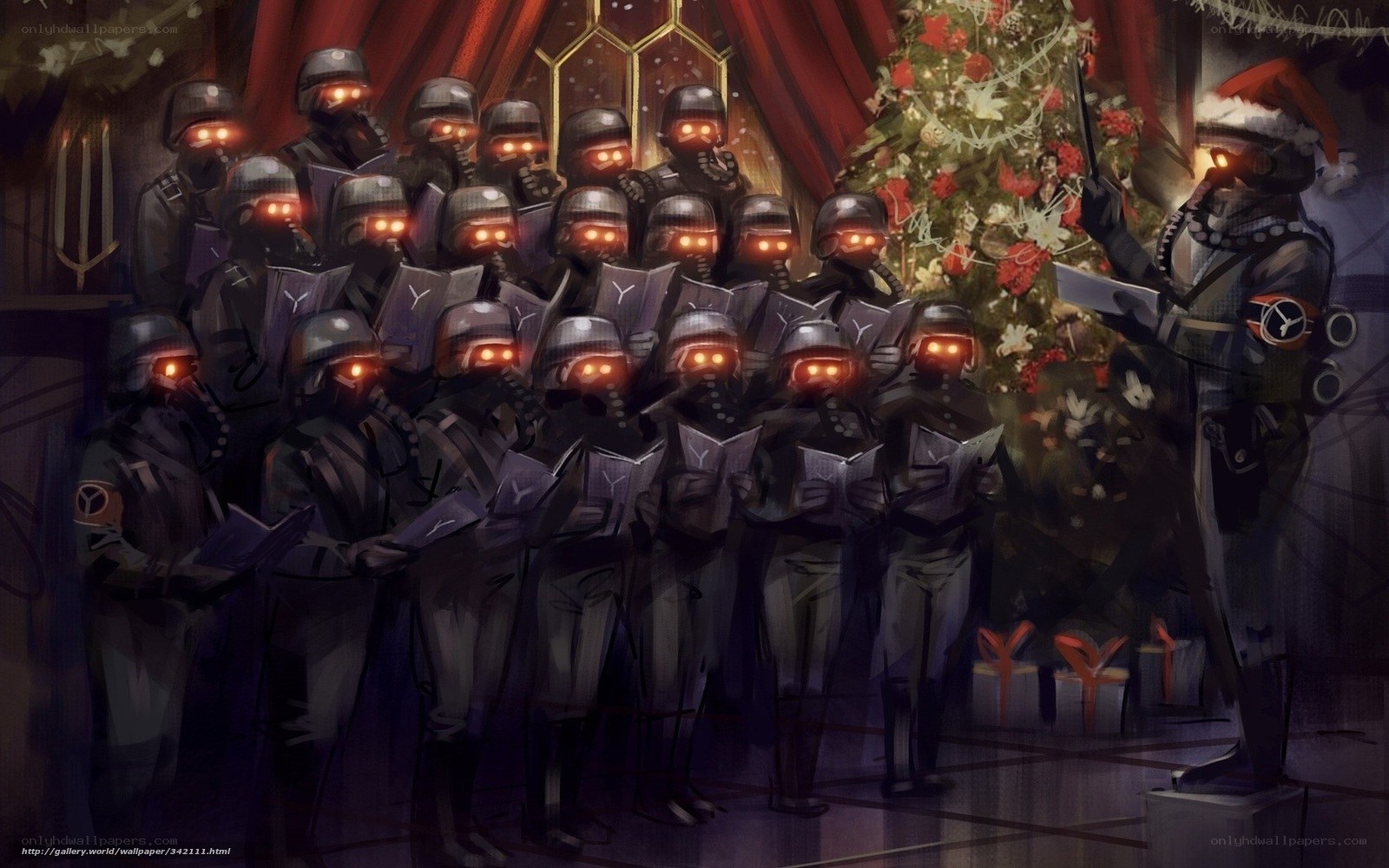 Soldiers singing Christmas carols